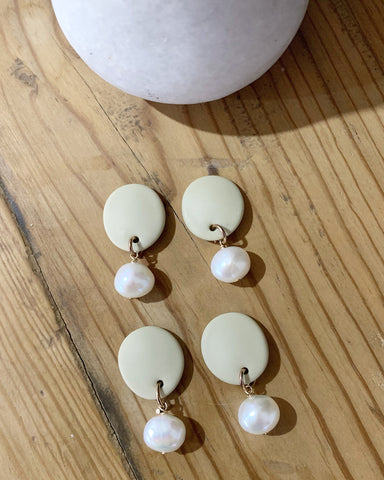 Clip on Clay with Pearl Studs