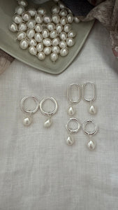 Silver plated Huggie styles with pearls