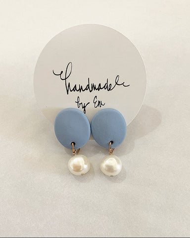 Pretty Blue Studs with pearls