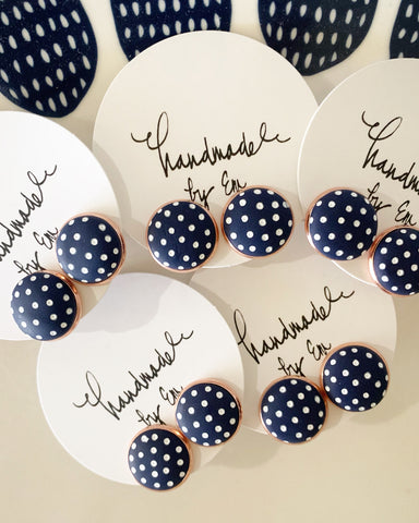Classic Navy and White Spot Studs