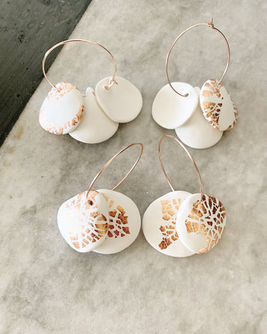 White Petal with Gold Foil Hoops